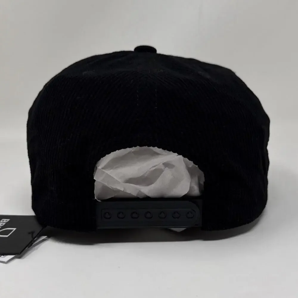 Brixton Hat Mens One Size Black Motorways MP Snapback Corduroy Racing NWT
